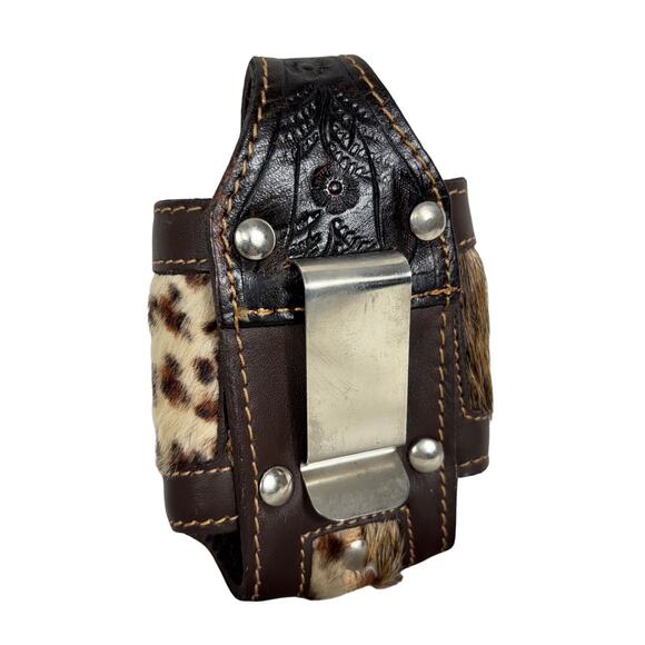American West Western Cowhide & Leather Hair-On-Hide Holster Belt Clip - Picture 3 of 9